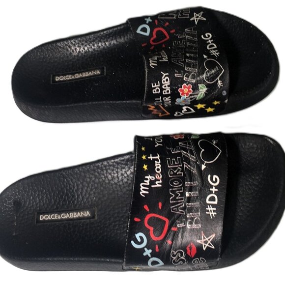 🛑DOLCE & GABBANA Designer ➕ SLIDES My Heart SANDALS Graffiti SHOES 💸BUY NOW‼️ - Picture 8 of 16